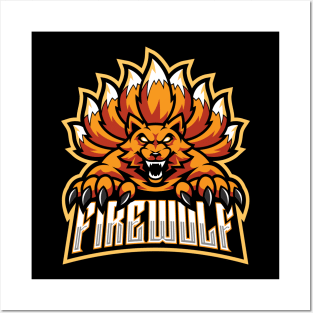 Fire wolf logos Posters and Art